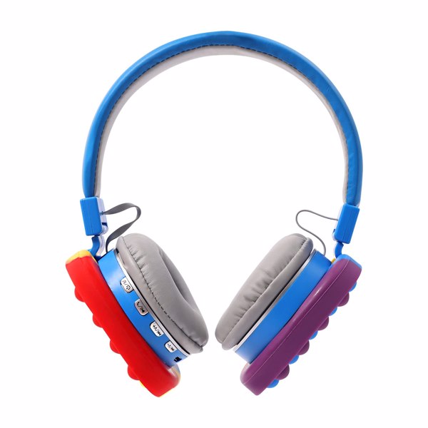 Fidget Headphones Kids Toy Headset, Wireless Bluetooth Headphone Pop Bubble On-Ear Headphone Fidget Toy Rainbow Color Fidget Headset for Children Adults (Blue)