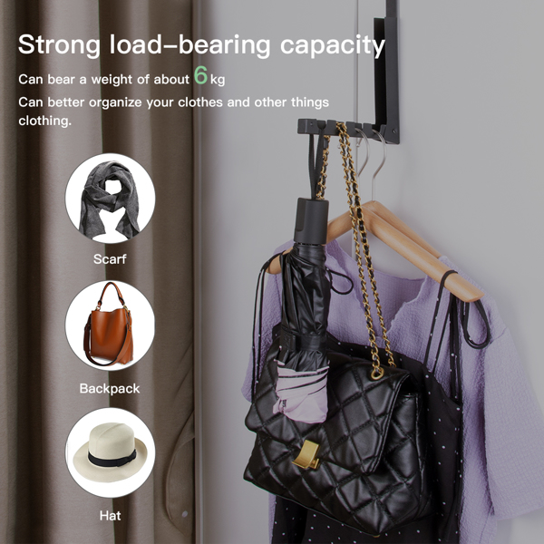 Home kitchen and bathroom shrink clothes hook hanger door hanger trousers rack extension hanger indoor drying rack[Comes with four hooks and non-slip stickers]