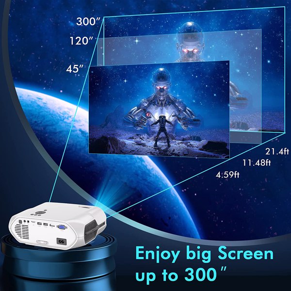 VIDOKA Projector with WiFi and Bluetooth, 8000L Full HD Projector,Native 1080P, Support 4K and Video Zoom,Sleep Timer BL70 white mix black