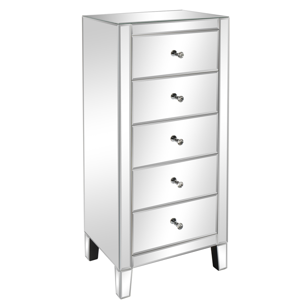 Mirror Big Five Drawer Chest Of Drawers Can Be Used For Bedside Table Chest Of Drawers Silver