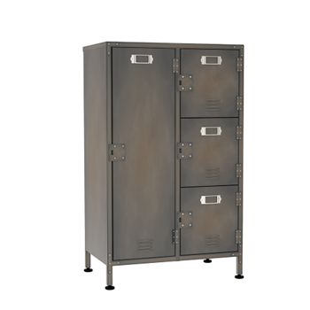 4 Door Storage Locker, Industrial Steel Storage Cabinet, 4 Compartment with Lockable Doors for Dorm, Home