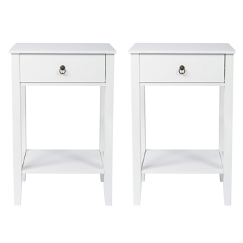 Two-layer Bedside Cabinet Coffee Table with Drawer White