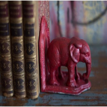 Modern Bookends – Heavy Red Elephant Bookends