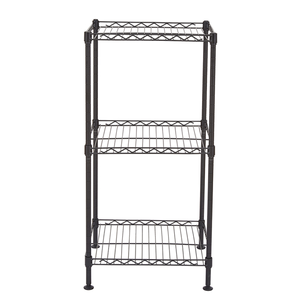 Black 3-Tier Black Wire Shelving Tower