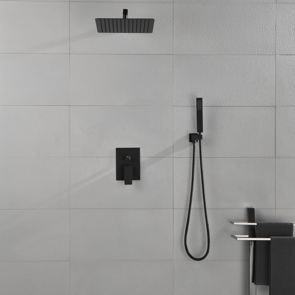 Matte Black Shower Set System Bathroom Luxury Rain Mixer Shower Combo