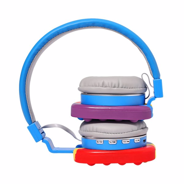 Fidget Headphones Kids Toy Headset, Wireless Bluetooth Headphone Pop Bubble On-Ear Headphone Fidget Toy Rainbow Color Fidget Headset for Children Adults (Blue)