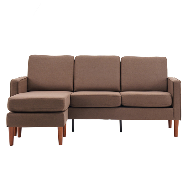 182*73*73cm Fabric Art 2nd Generation American Armrest 3 Persons With Concubine Pedal Indoor Modular Sofa Coffee Brown