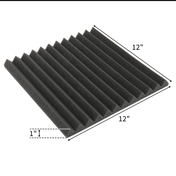 48Pcs 12"x12"x1" Wedge Style Acoustic Foam Panel Studio Soundproofing Wall Padding Black