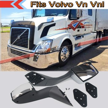 LEAVAN Black Hood Mirrors Pair For Volvo VNL 2004-2017 Truck Left and Right Side