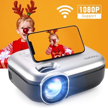 MOOKA Projector with WiFi, 8000L with Carrying Bag, Support 200\\" Full HD, Gray 