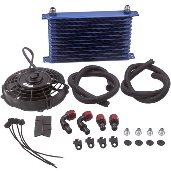 Universal AN10 13 Row Engine Trust Oil Cooler Kit & 7\\" Electric Cooling Fan