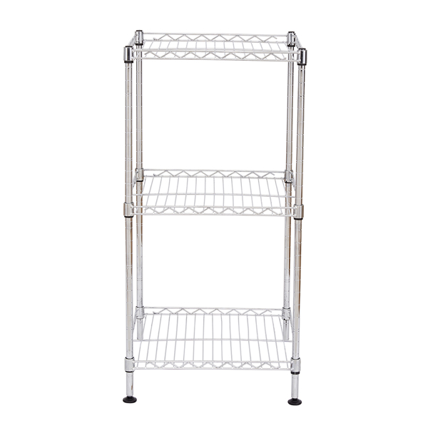 Chrome 3-Tier Black Wire Shelving Tower