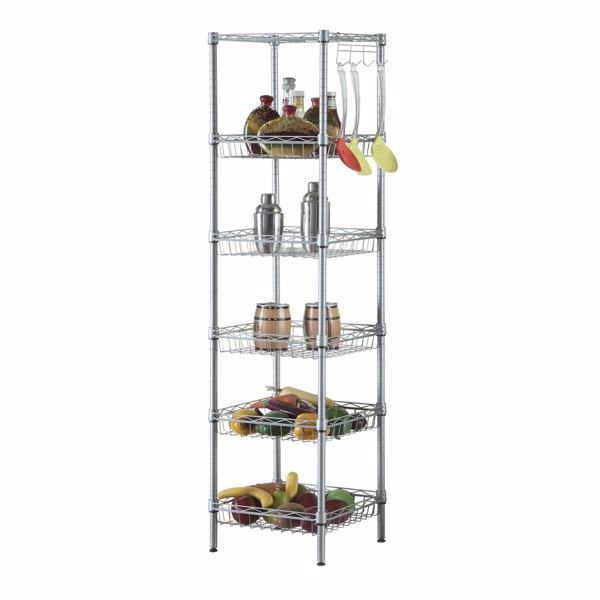 Concise 6 Layers Carbon Steel & PP Storage Rack Silver Gray