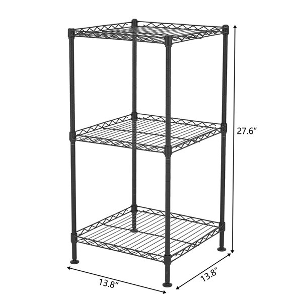 Black 3-Tier Black Wire Shelving Tower