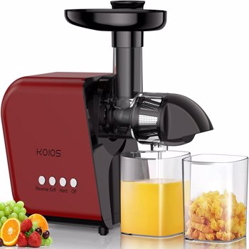 KOIOS Juicer, Masticating Slow Juicer Extractor with Reverse Function, Cold Press Juicer Machine with Quiet Motor, BPA-FREE Juicer Easy to Clean,  B5100 , Red 