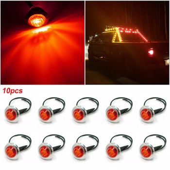 10Pcs Round Side Marker Lights 3/4\\"LED Bullet Light Truck Trailer Roof Lamp Red