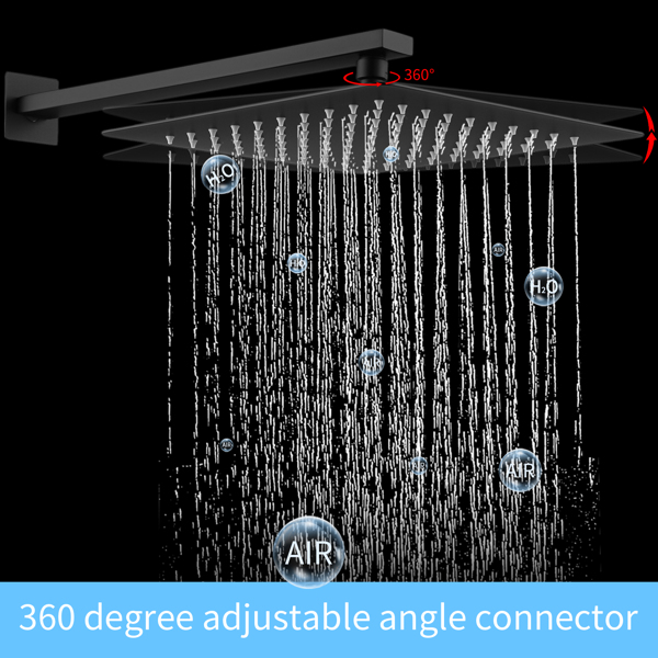 Shower System Shower Faucet Combo Set Wall Mounted with 12" Rainfall Shower Head and handheld shower faucet, Matte Black Finish with Brass Valve Rough-In[Unable to ship on weekends, please place order