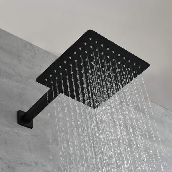Brass Matte Black Shower Faucet Set Shower System 10 Inch Rainfall Shower Head with Handheld Sprayer Bathroom Luxury Rain Mixer Combo