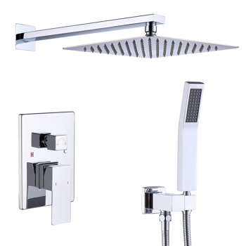 Shower System Shower Faucet Combo Set Wall Mounted with 12\\" Rainfall Shower Head and handheld shower faucet, Chrome Finish with Brass Valve Rough-In