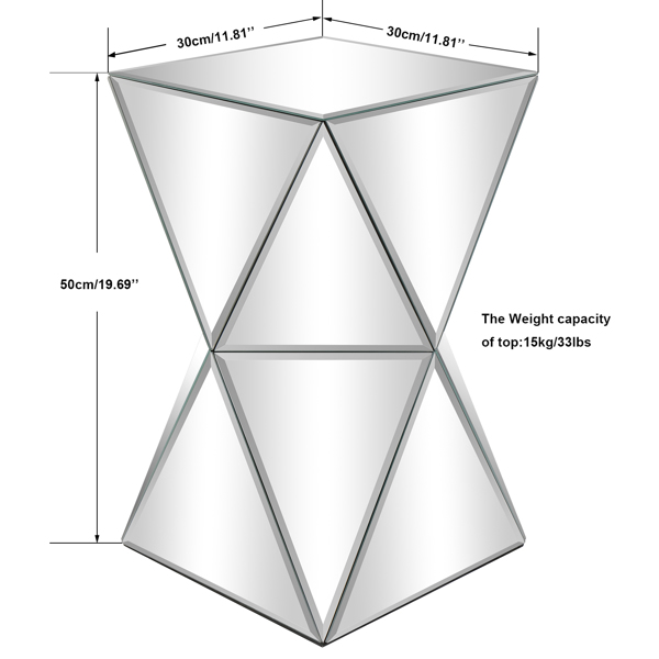 Density Board With Mirrored Irregular Nightstand Silver