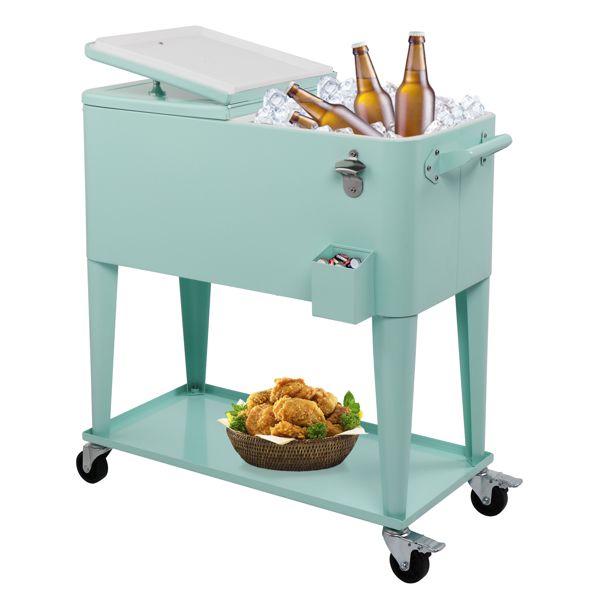 91*84.5*38.5cm Rectangular Plastic Box Frozen Insulation Cart Mint Green