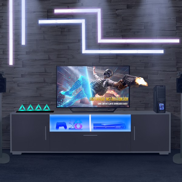  TV Stand with LED Lights,high glossy front TV Cabinet,can be assembled in Lounge Room, Living Room or Bedroom