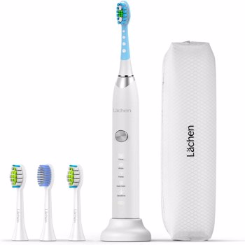 Electric Toothbrush, Lachen Sonic Toothbrushes with 4 Brush Heads, 5 Modes, Smart Timer, Travel Bag, USB Rechargeable Toothbrush, Fast Charge for 60 Days Use