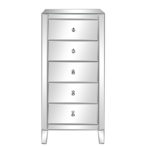 Mirror Big Five Drawer Chest Of Drawers Can Be Used For Bedside Table Chest Of Drawers Silver