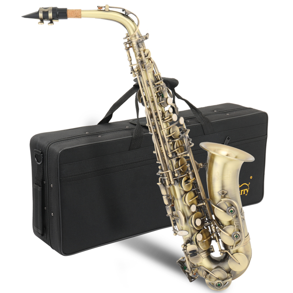 [Do Not Sell on Amazon] Glarry Antique Bronze Vintage Alto Saxophone Eb Flat with Carrying Sax Case Mouthpiece Straps Reeds