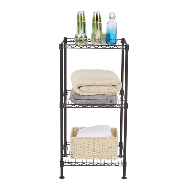 Black 3-Tier Black Wire Shelving Tower