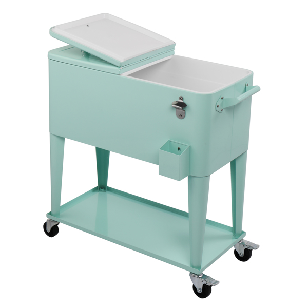 91*84.5*38.5cm Rectangular Plastic Box Frozen Insulation Cart Mint Green