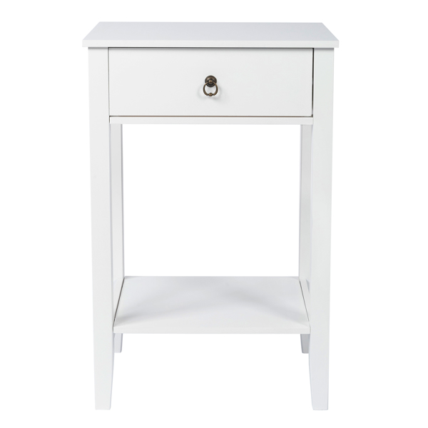 Two-layer Bedside Cabinet Coffee Table with Drawer White