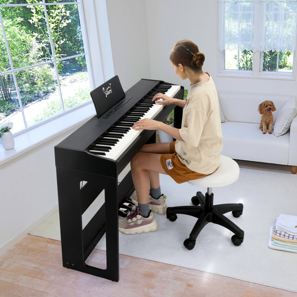 [Do Not Sell on Amazon]Glarry GDP-104 88 Keys Full Weighted Keyboards Digital Piano with Furniture Stand, Power Adapter, Triple Pedals, Headphone, for All Experience Levels Black