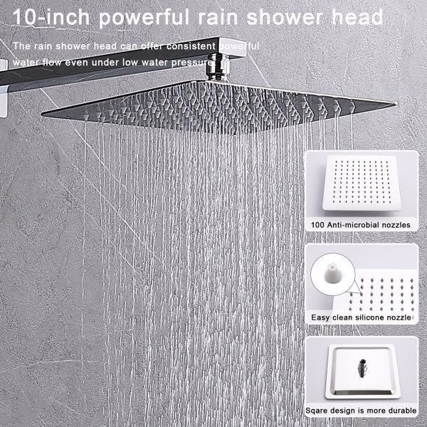 Shower System Shower Faucet Combo Set Wall Mounted with 12" Rainfall Shower Head and handheld shower faucet, Chrome Finish with Brass Valve Rough-In[Unable to ship on weekends, please place orders wit