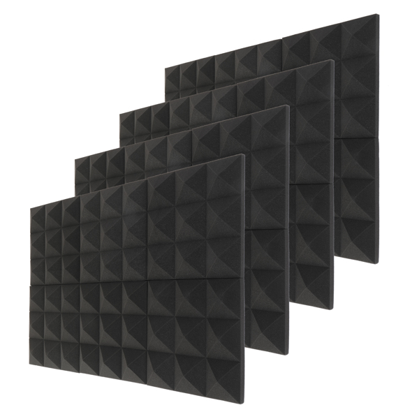 24Pcs 12"x12"x2" Pyramid Acoustic Foam Panel Studio Soundproofing Wall Padding Black