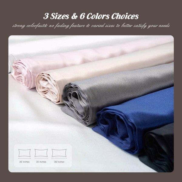 Lacette Silk Pillowcase 2 Pack for Hair and Skin, 100% Mulberry Silk, Double-Sided Silk Pillow Cases with Hidden Zipper (Deep Gray, Queen Size: 20" x 30") FBA 发货，周末不处理订单