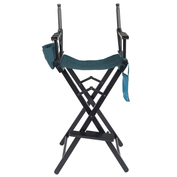 High Quality Solid Hardwood & Polyester Folding Makeup Chair Dark Green