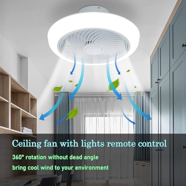Enclosed Ceiling Fan with Light Flush Mount, Low Profile Ceiling Fan Light with Remote Control, Modern Ceiling Fan Dimmable Led Light, 22 Inch Enclosed Ceiling Fan Light 3 Gear Wind