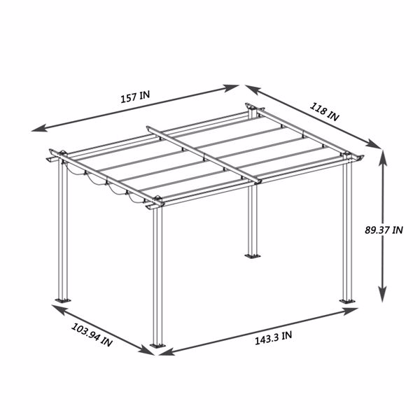13 x 10 Ft Outdoor Patio Retractable Pergola [Sale to Temu is Banned.Weekend can not be shipped, order with caution]
