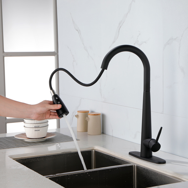 Kitchen Faucets with Pull Down Sprayer, Kitchen Sink Faucet with Pull Out Sprayer, Fingerprint Resistant, Single Hole Deck Mount, Single Handle Copper Kitchen Faucet, 