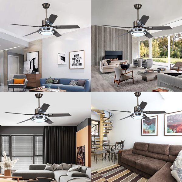 52 inch ceiling fan with light, Indoor Ceiling Fan Light Fixtures With Remote Control, Outdoor Ceiling Fans For Patios With Light (5-Blades)