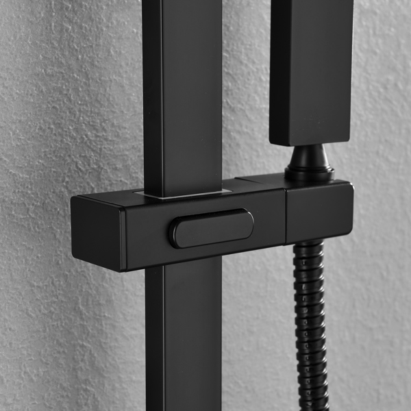  Rainfall Showerhead Thermostatic Shower System Shower Faucets Complete Set (Black)