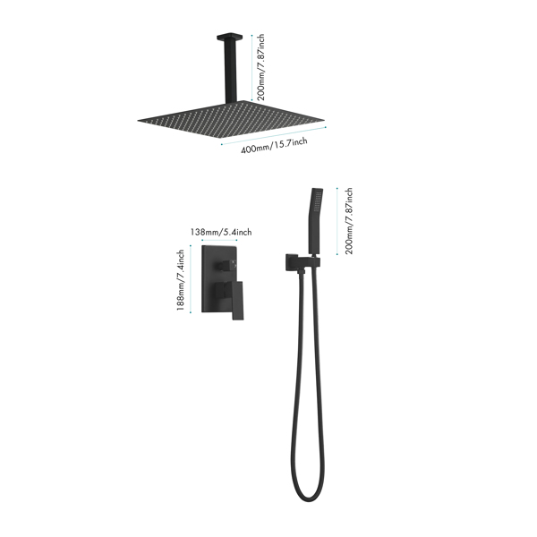 Matte Black Shower Set System Bathroom Luxury Rain Mixer Shower Combo Set Ceiling Mounted Rainfall Shower Head Faucet