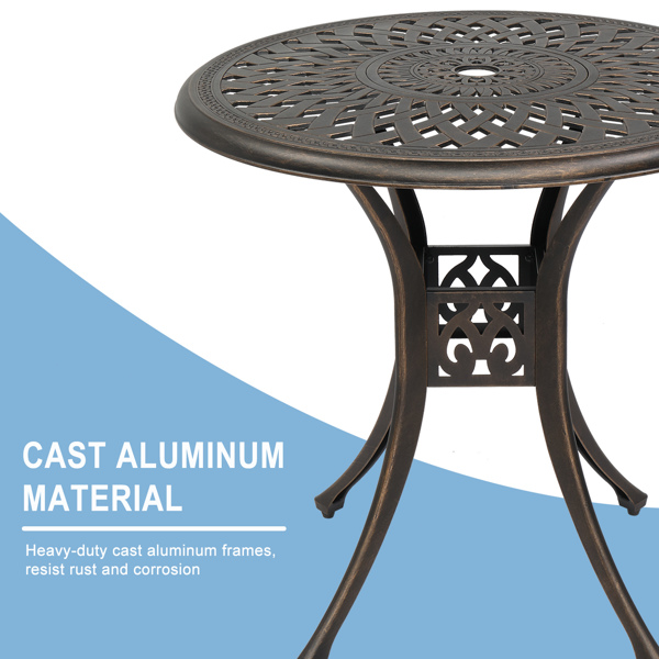 78*78*75cm Circular Diamond Top Courtyard Cast Aluminum Table Bronze
