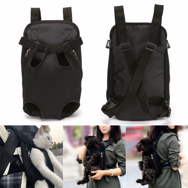 Small Pet Cat Puppy Dog Carrier Front Pack Hiking Backpack Head Legs Out Black