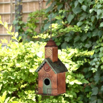 Metal Church Birdhouse for Outside Bird Houses Hanging