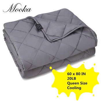 Mooka Weighted Blanket 20lbs 60 X 80 inch Twin Size for Kids Adults, with Premium Glass Beads, for 160 - 280lbs Individuals, Cooling Weighted Blanket for Sleep, Grey