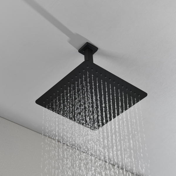 Matte Black Shower Set System Bathroom Luxury Rain Mixer Shower Combo Set Ceiling Mounted Rainfall Shower Head Faucet