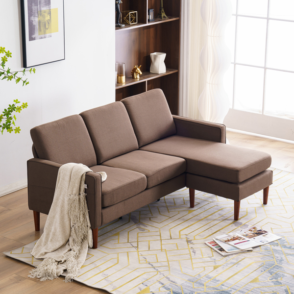 182*73*73cm Fabric Art 2nd Generation American Armrest 3 Persons With Concubine Pedal Indoor Modular Sofa Coffee Brown