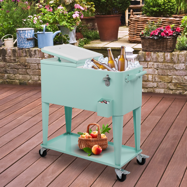 91*84.5*38.5cm Rectangular Plastic Box Frozen Insulation Cart Mint Green